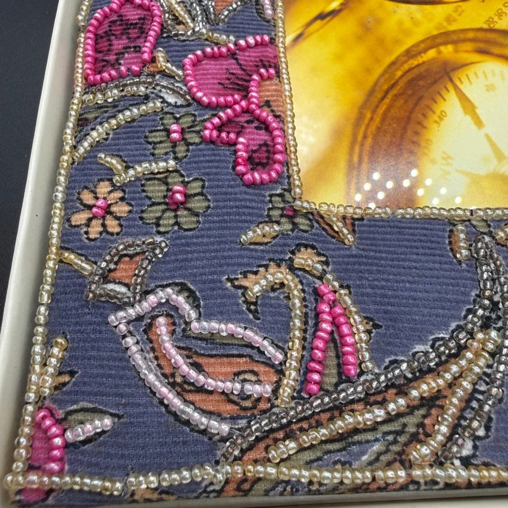 Fusion by Concepts Picture Frame 4x6 Paisley Beaded Boho Cottage Vintage